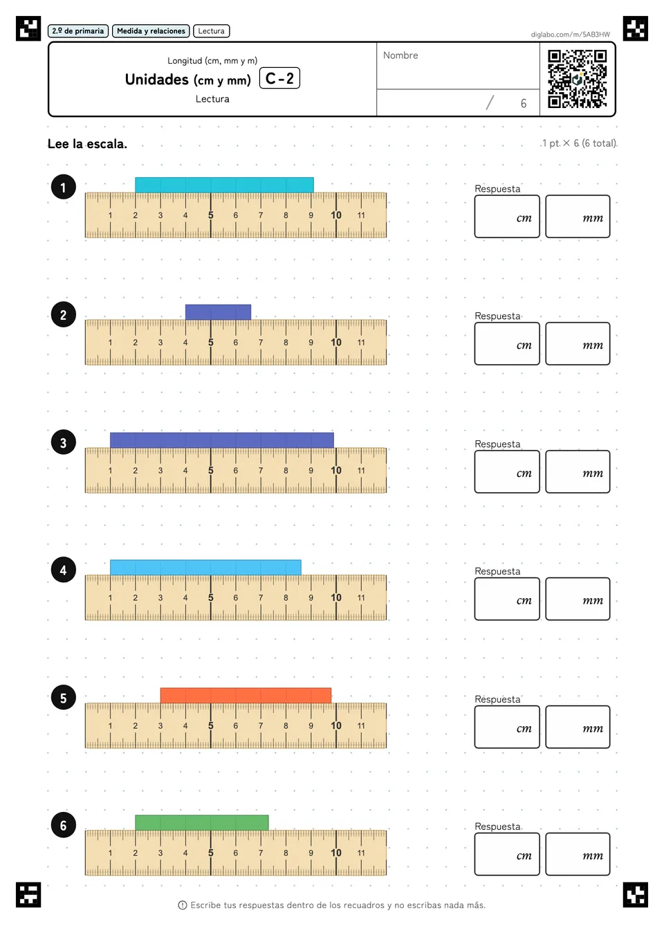 2.º de primaria Longitud (cm, mm y m) Unidades (cm y mm)