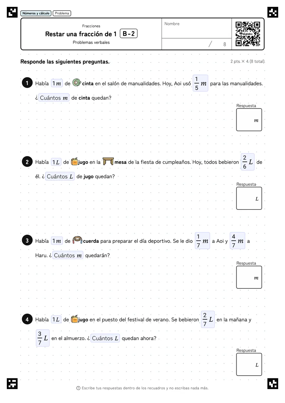 Restar una fracción de 1 B-2