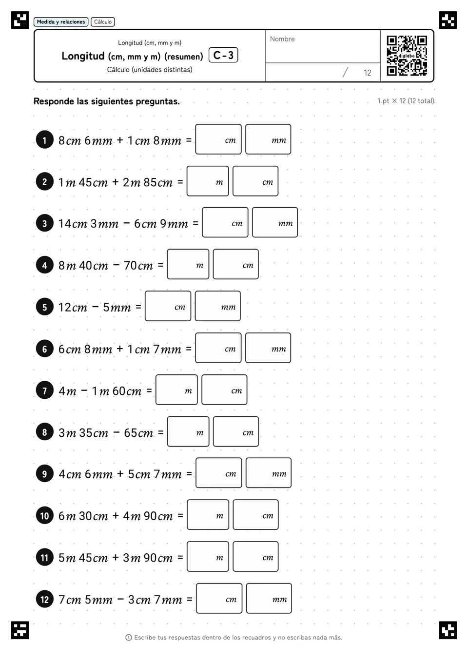 Longitud (cm, mm y m) (resumen) C-3