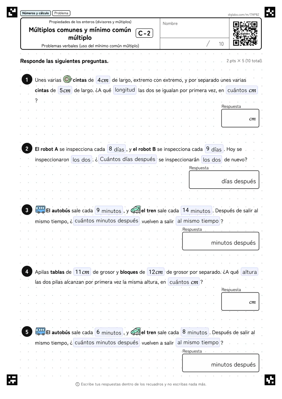 Múltiplos comunes y mínimo común múltiplo C-2