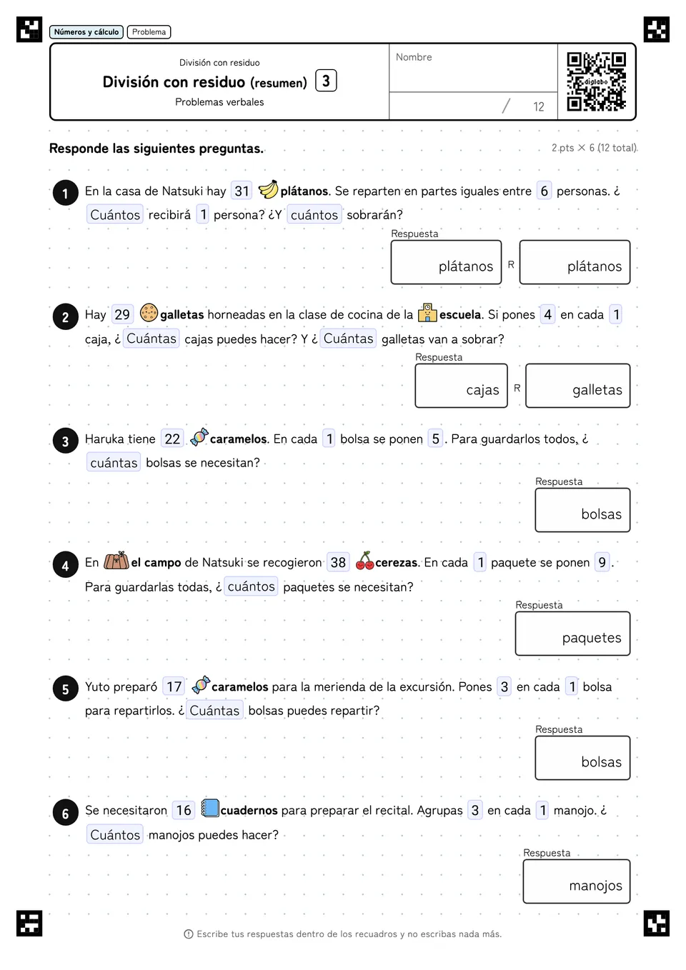 División con residuo (resumen) 3