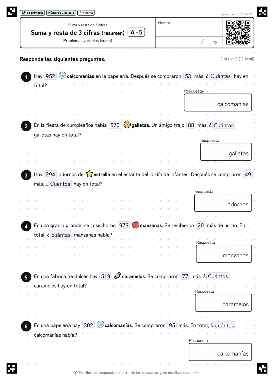 2.º de primaria Suma y resta de 3 cifras Suma y resta de 3 cifras (resumen)