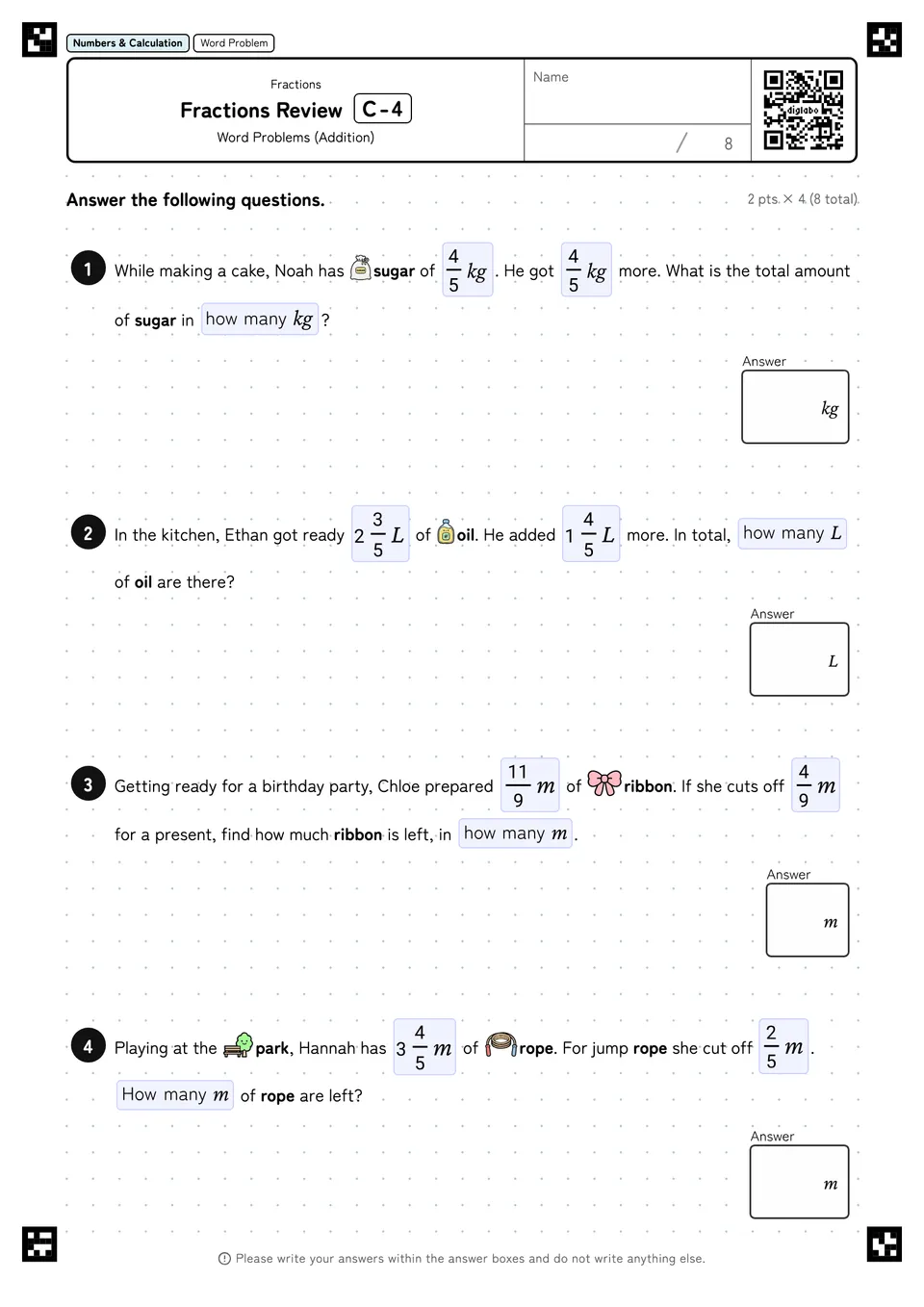 Fractions Review C-4
