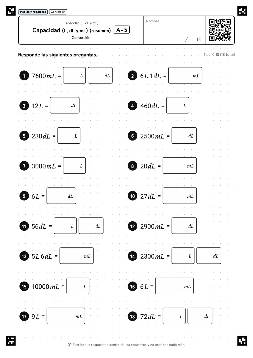 Capacidad (L, dL y mL) (resumen) A-5