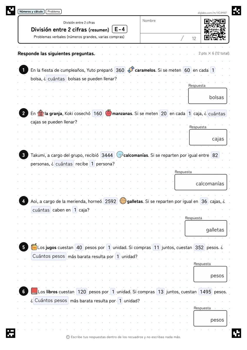División entre 2 cifras (resumen) E-4