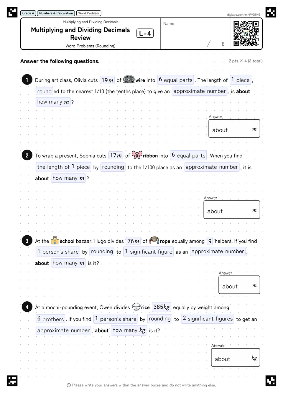Grade 4 (Elementary School) Multiplying and Dividing Decimals Multiplying and Dividing Decimals Review