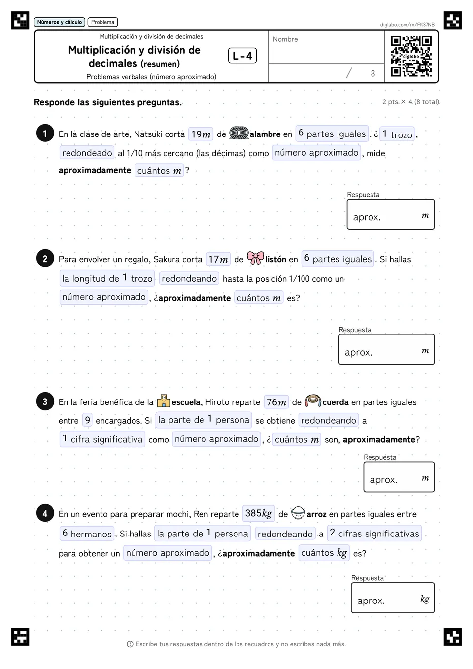 Multiplicación y división de decimales (resumen) L-4