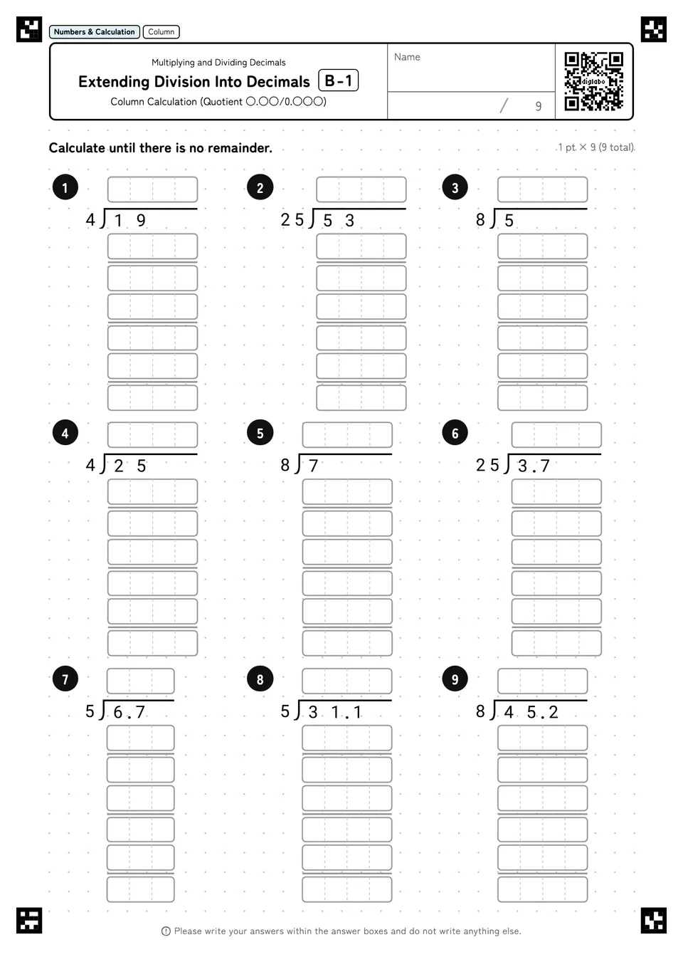 Extending Division Into Decimals B-1
