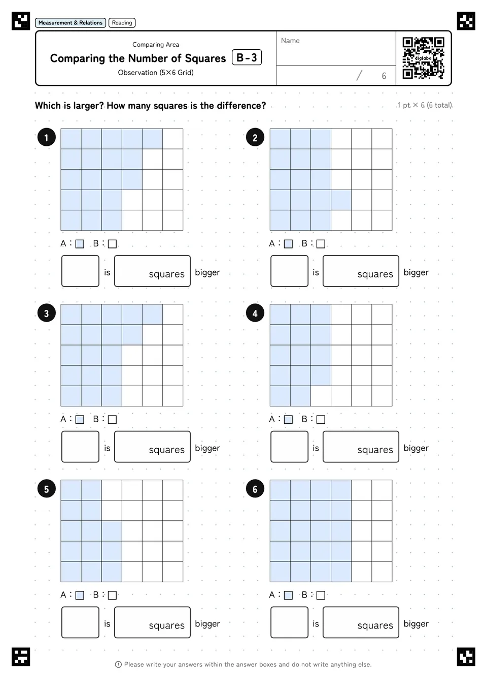 Comparing the Number of Squares B-3