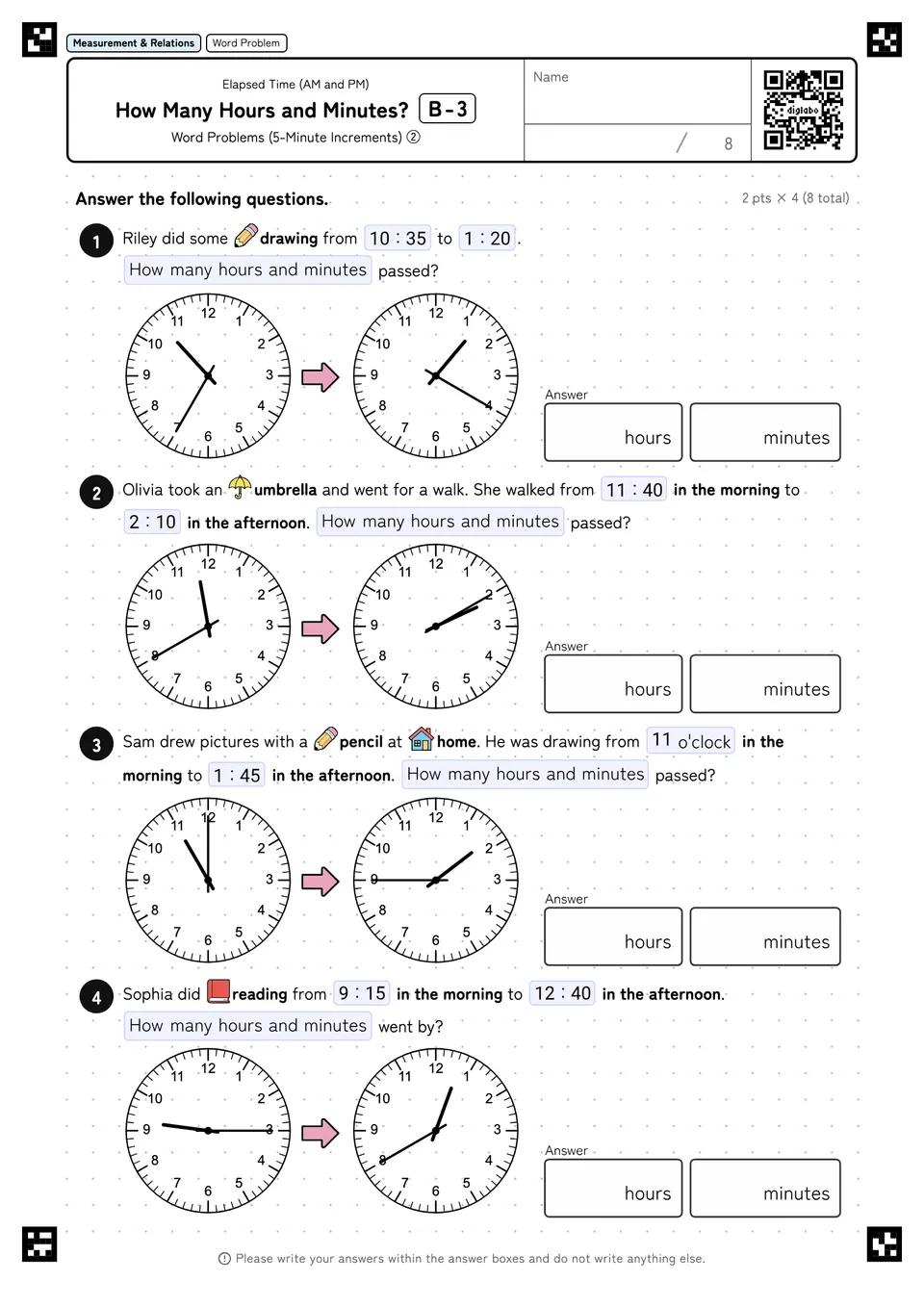 How Many Hours and Minutes? B-3