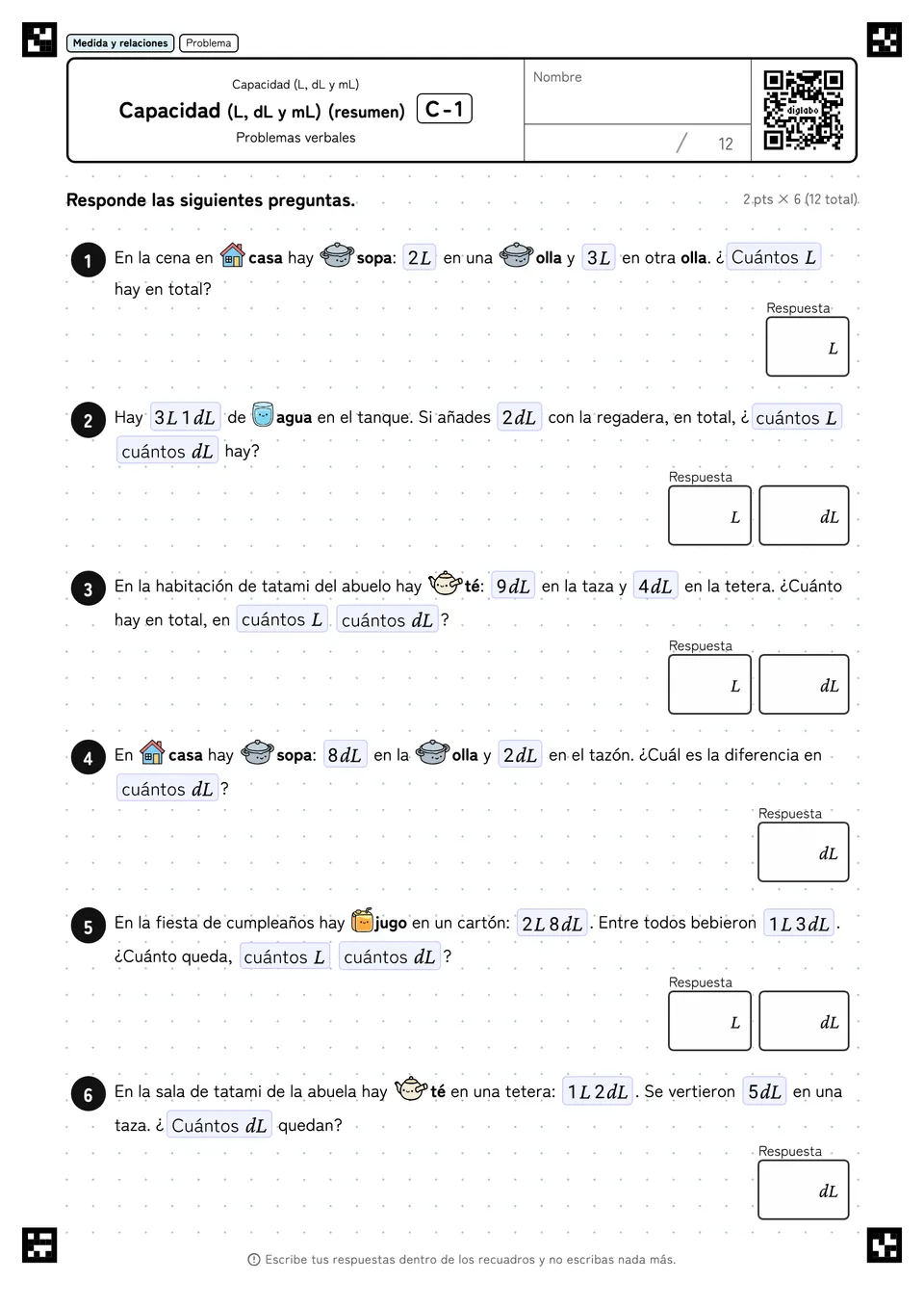 Capacidad (L, dL y mL) (resumen) C-1