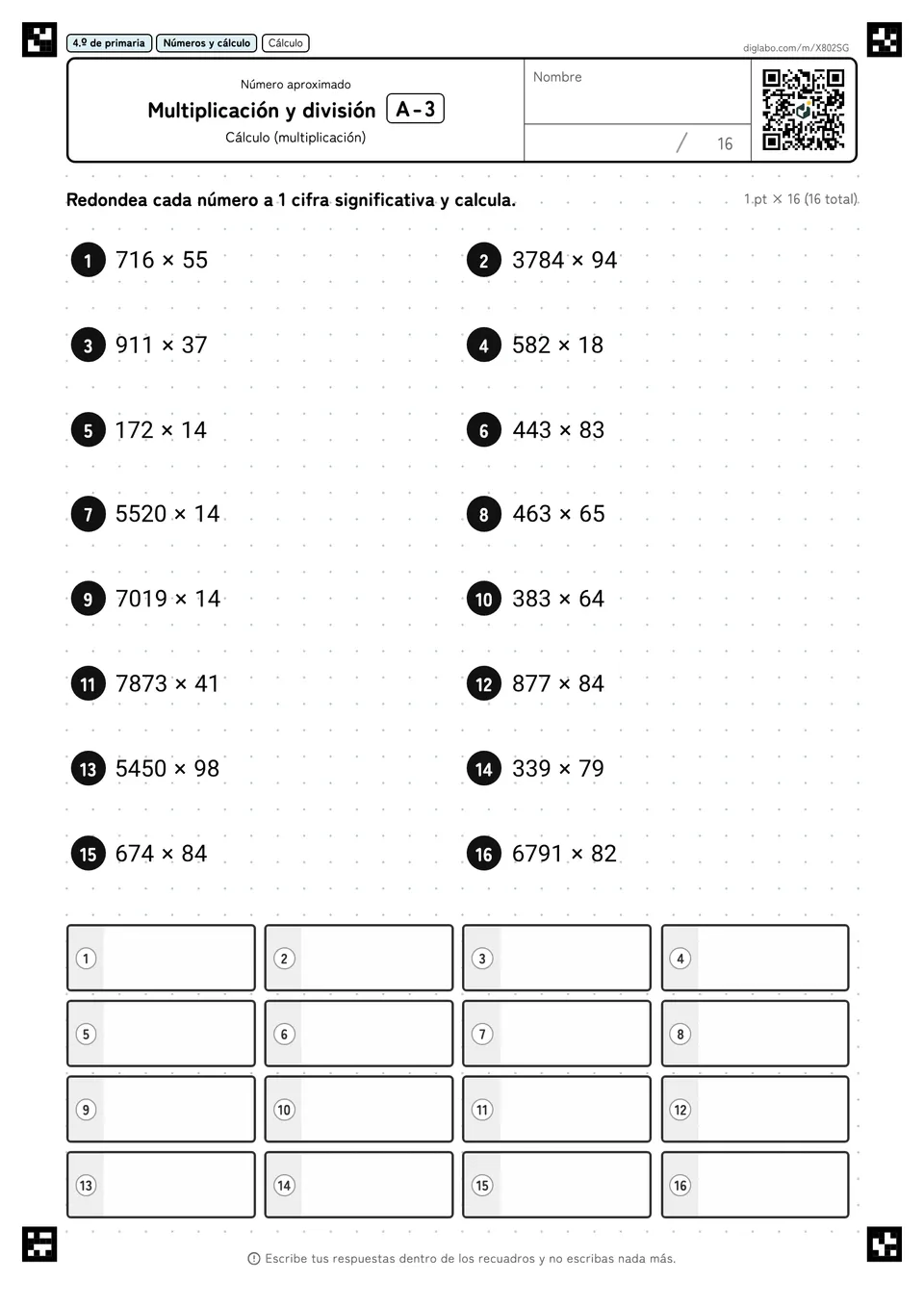 4.º de primaria Número aproximado Multiplicación y división