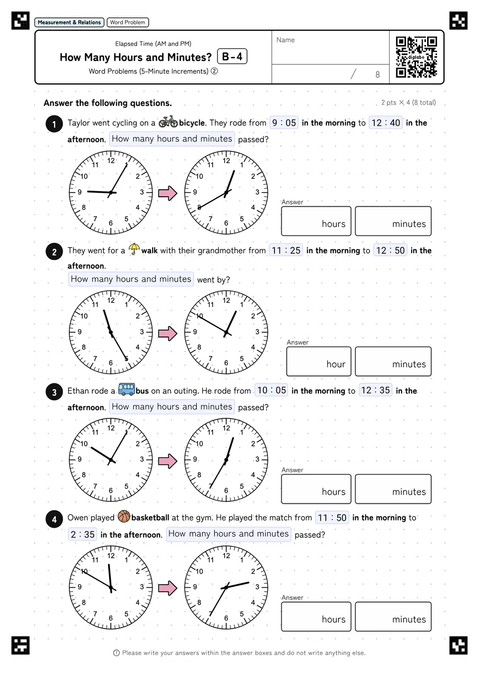 How Many Hours and Minutes? B-4