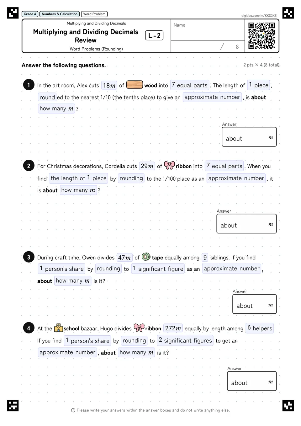 Grade 4 (Elementary School) Multiplying and Dividing Decimals Multiplying and Dividing Decimals Review