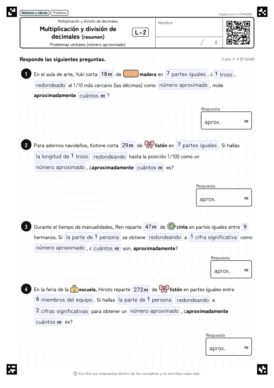 Multiplicación y división de decimales (resumen) L-2