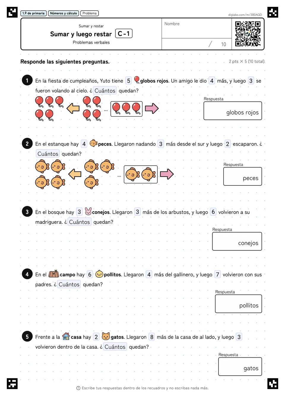 1.º de primaria Sumar y restar Sumar y luego restar
