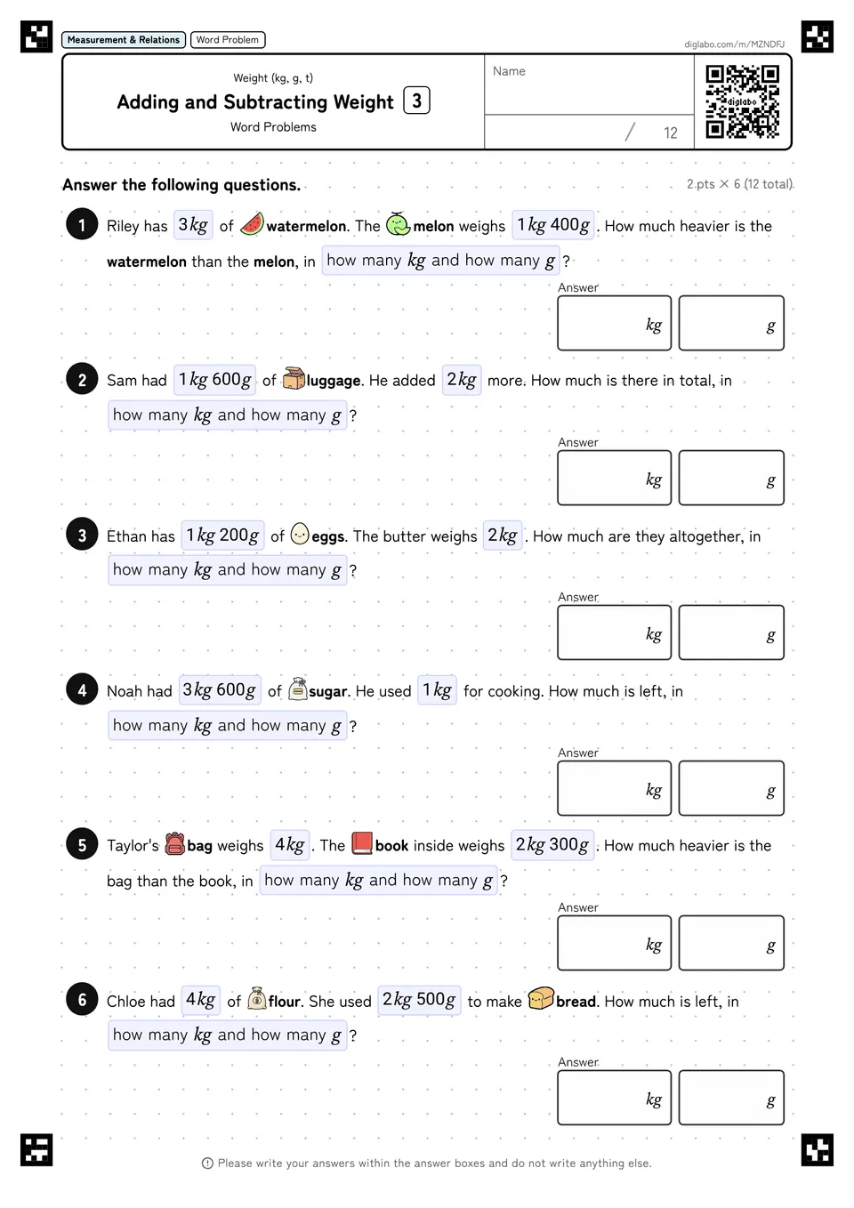 Adding and Subtracting Weight 3