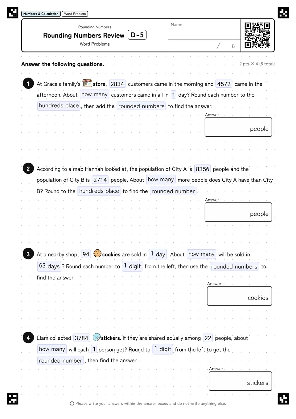 Rounding Numbers Review D-5