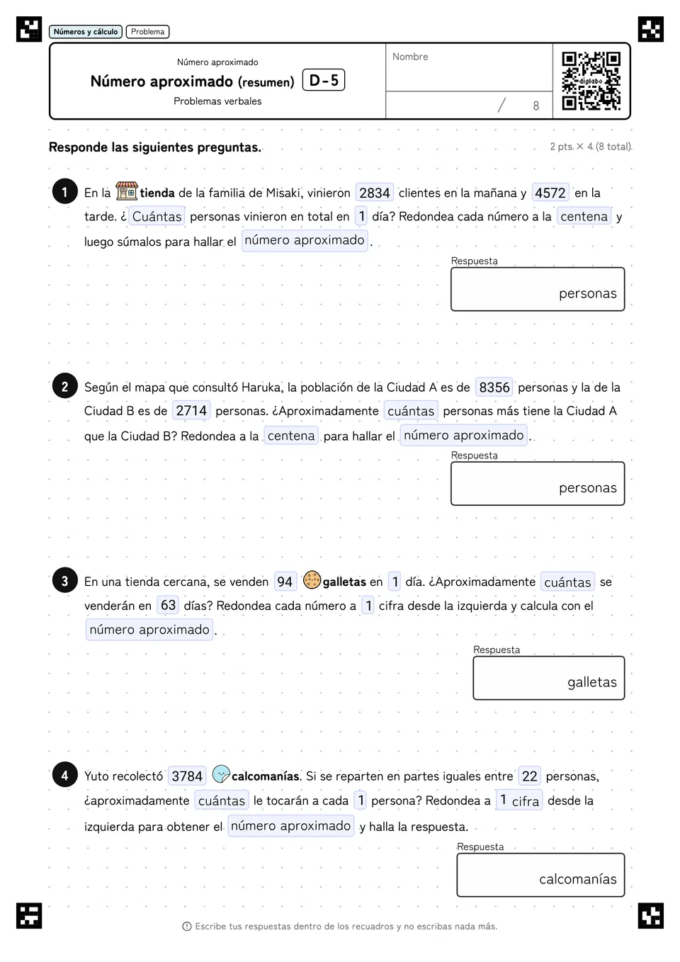 Número aproximado (resumen) D-5