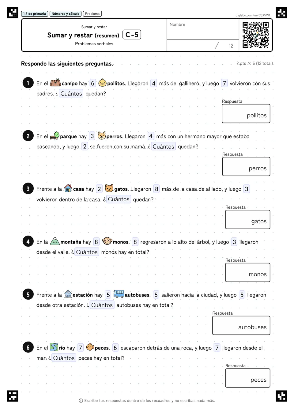 1.º de primaria Sumar y restar Sumar y restar (resumen)