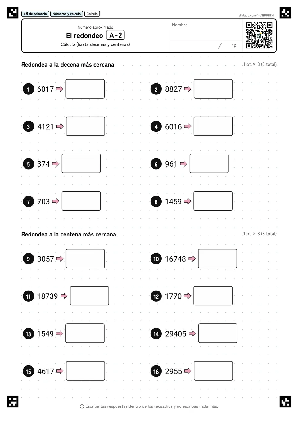 4.º de primaria Número aproximado El redondeo