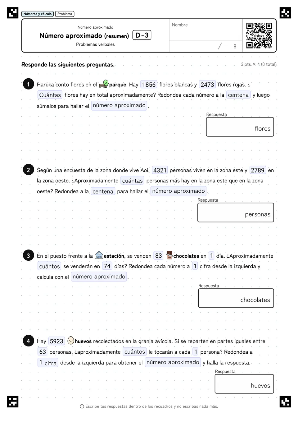 Número aproximado (resumen) D-3