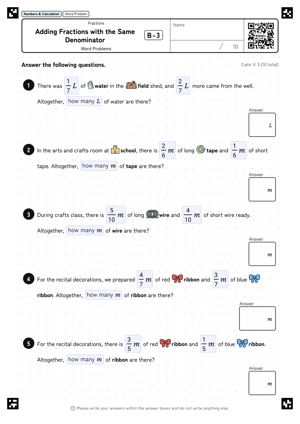 Adding Fractions with the Same Denominator B-3