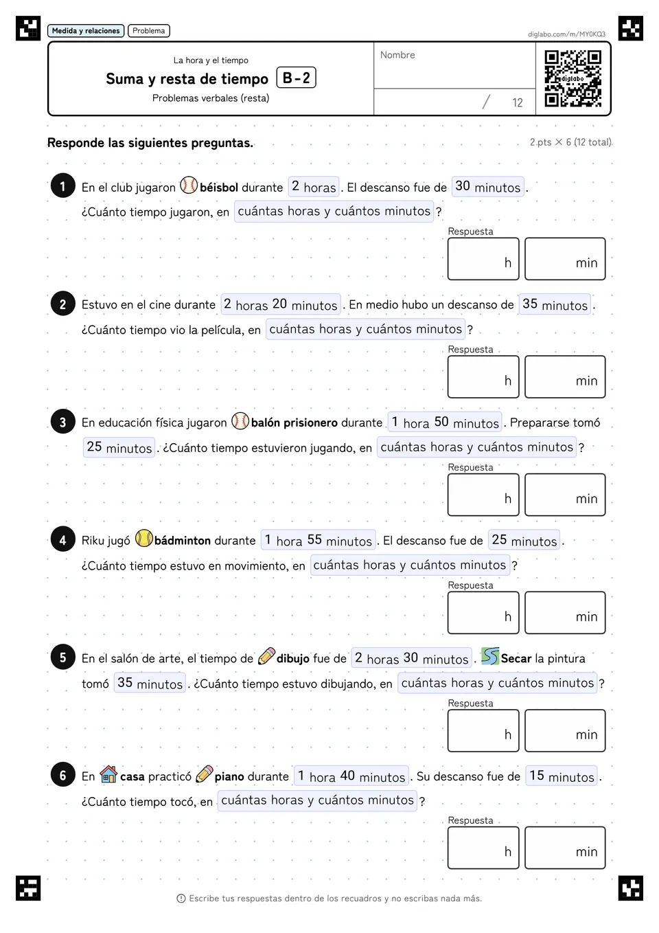 Suma y resta de tiempo B-2