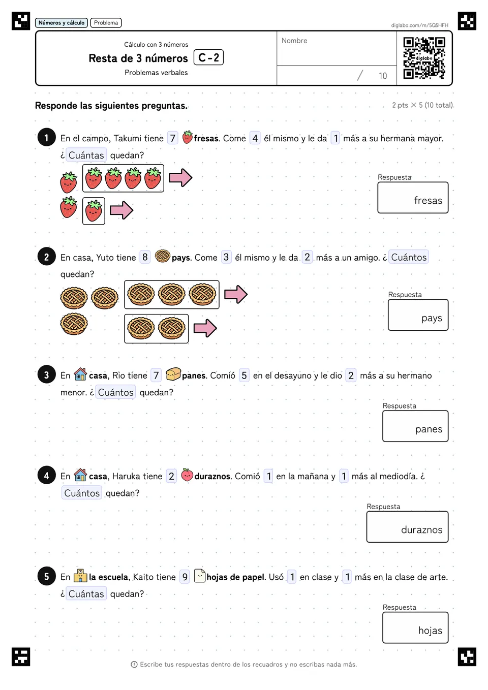 Resta de 3 números C-2