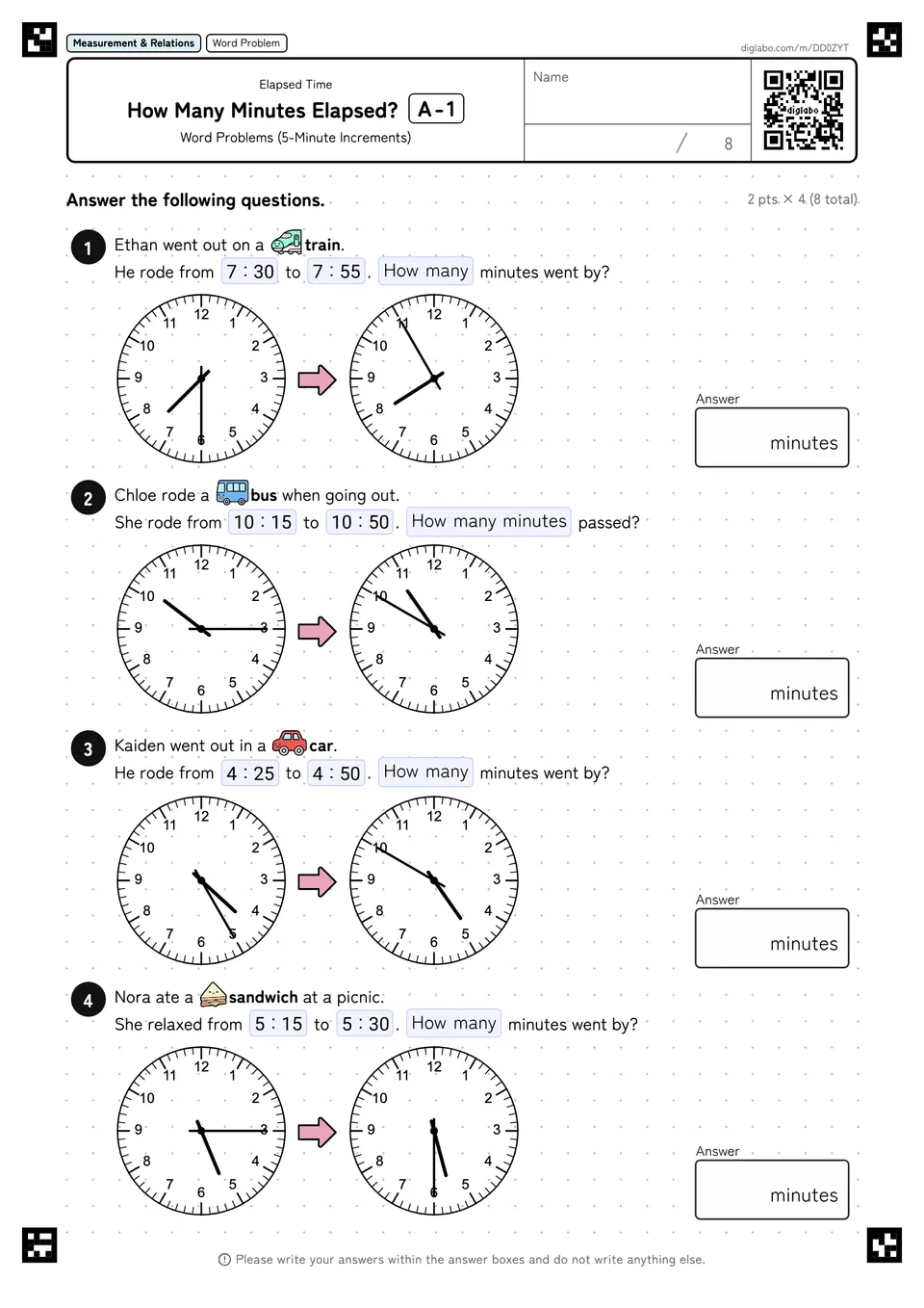 How Many Minutes Elapsed? A-1