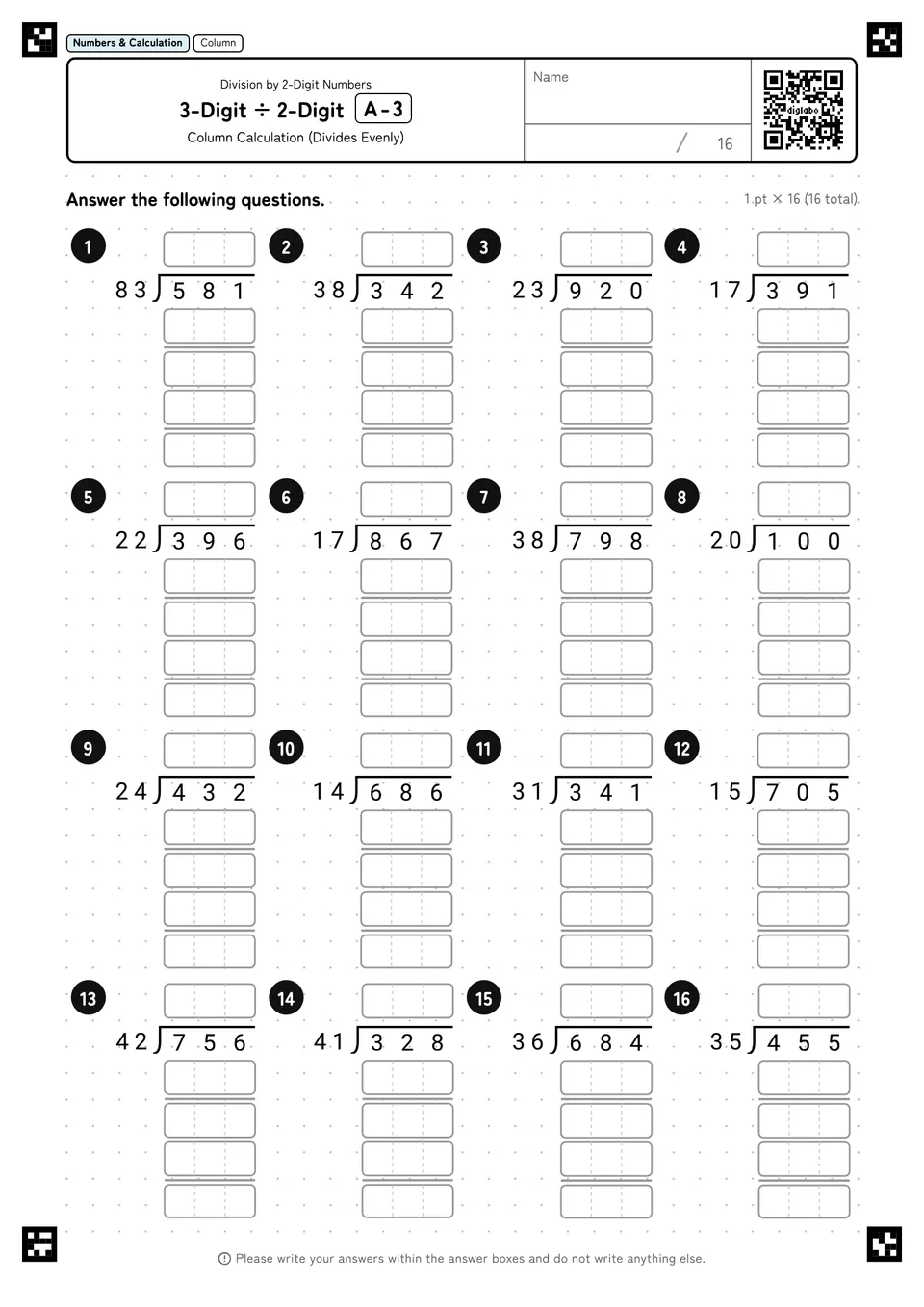 3-Digit ÷ 2-Digit A-3