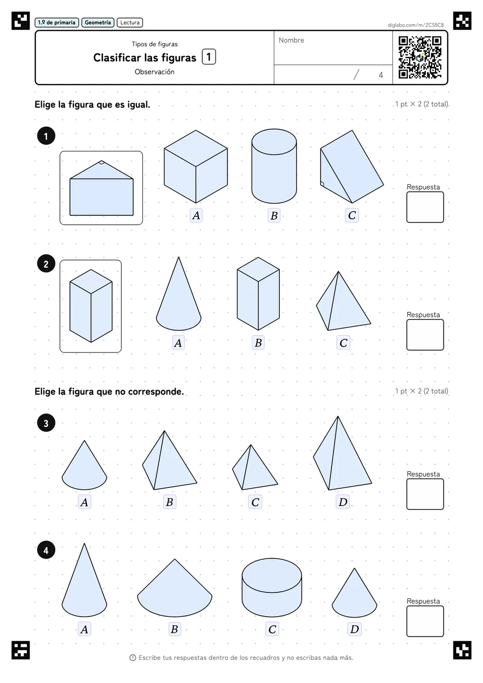 1.º de primaria Tipos de figuras Clasificar las figuras