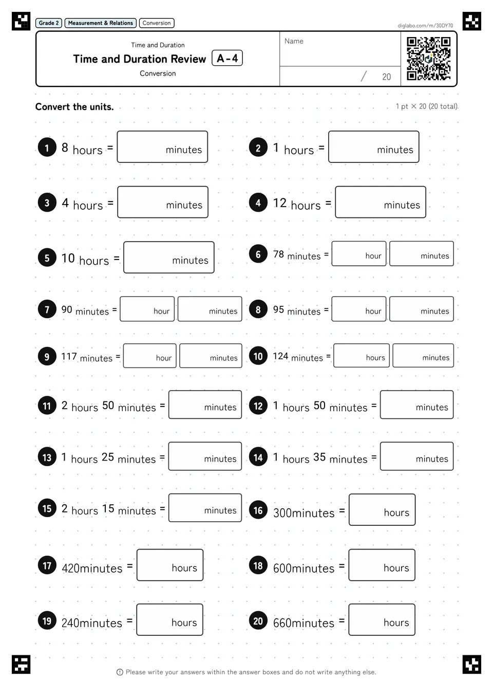 Grade 2 (Elementary School) Time and Duration Time and Duration Review