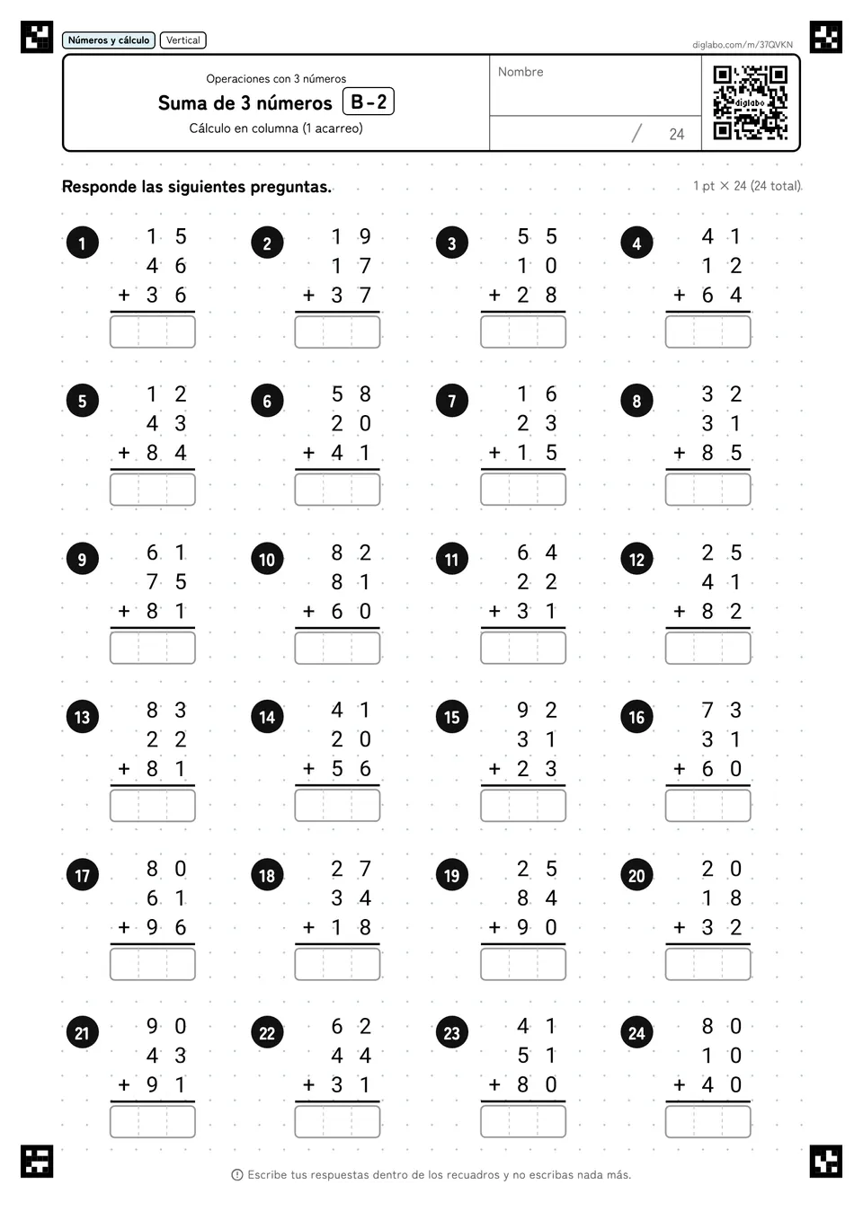 Suma de 3 números B-2