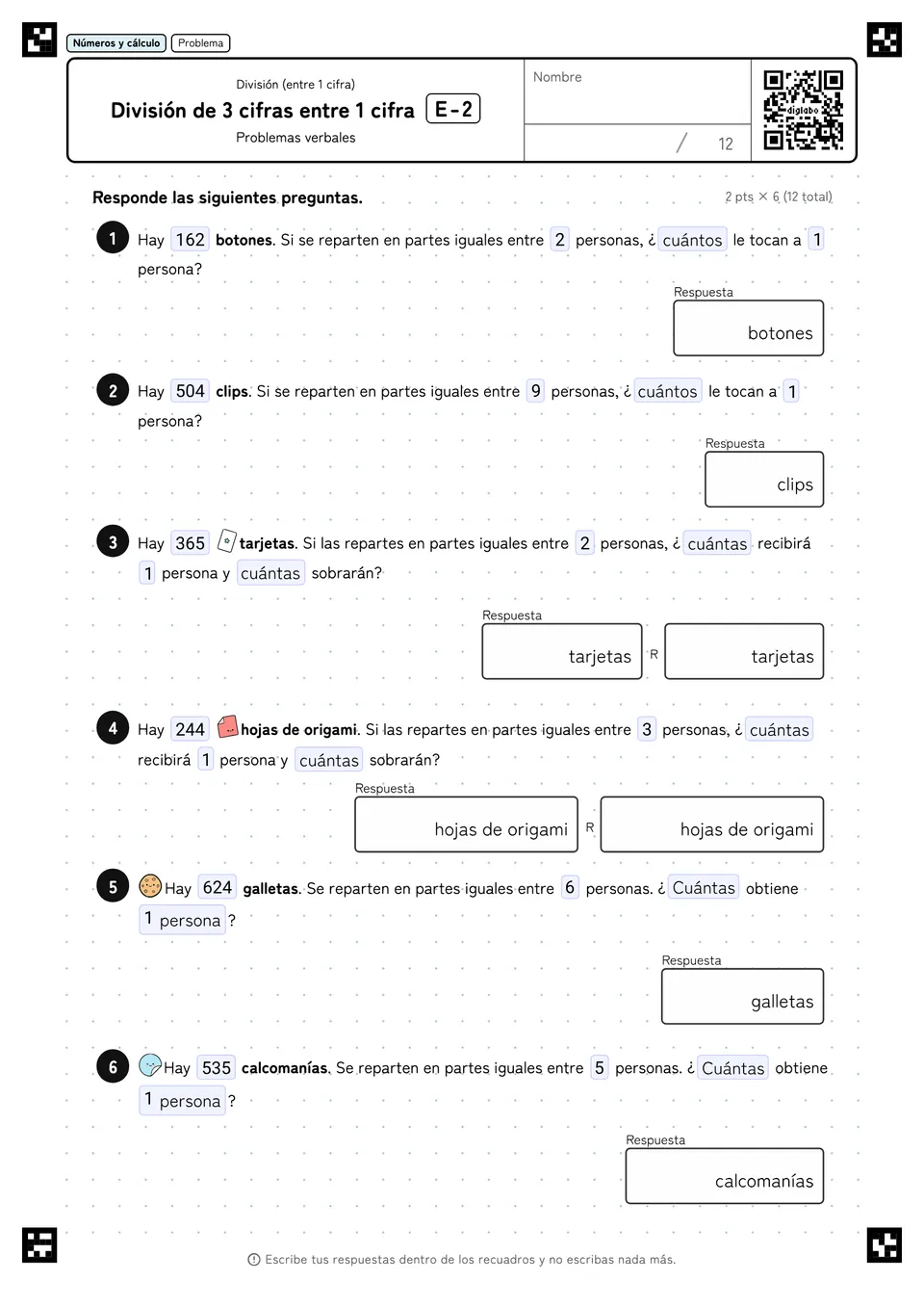 División de 3 cifras entre 1 cifra E-2