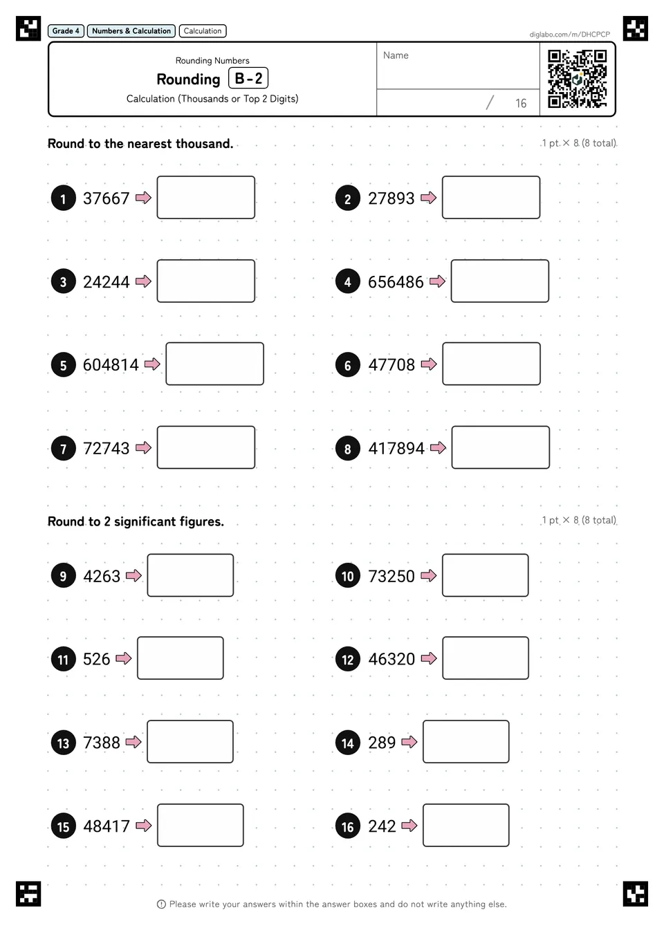 Grade 4 (Elementary School) Rounding Numbers Rounding
