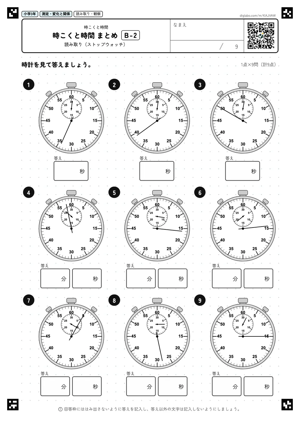 小学3年 時こくと時間 時こくと時間 まとめ