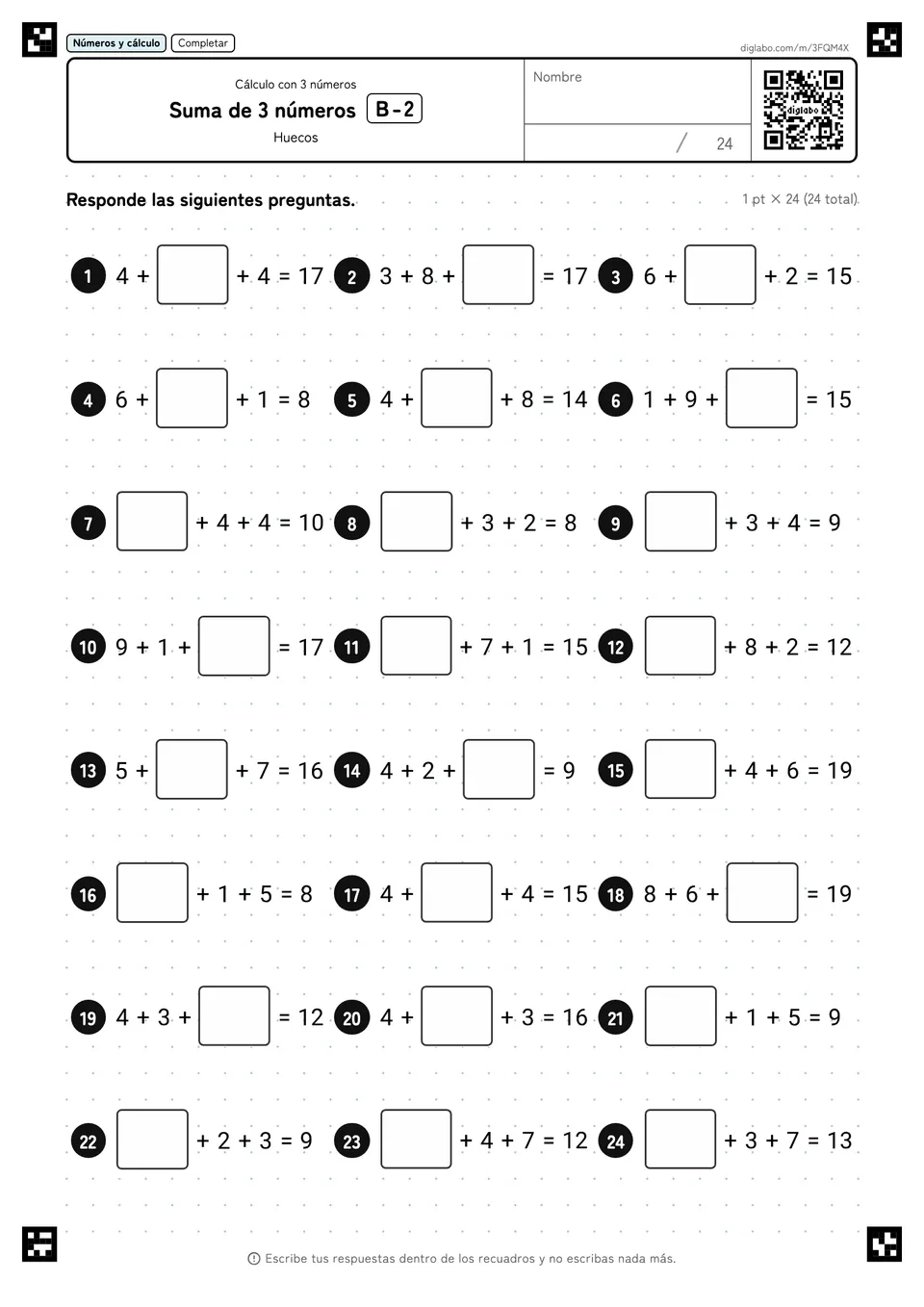 Suma de 3 números B-2