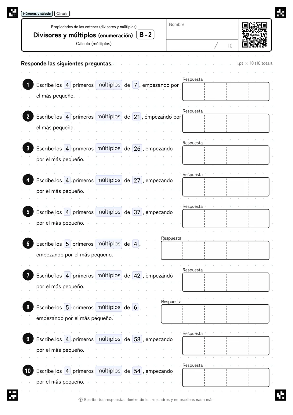 Divisores y múltiplos (enumeración) B-2