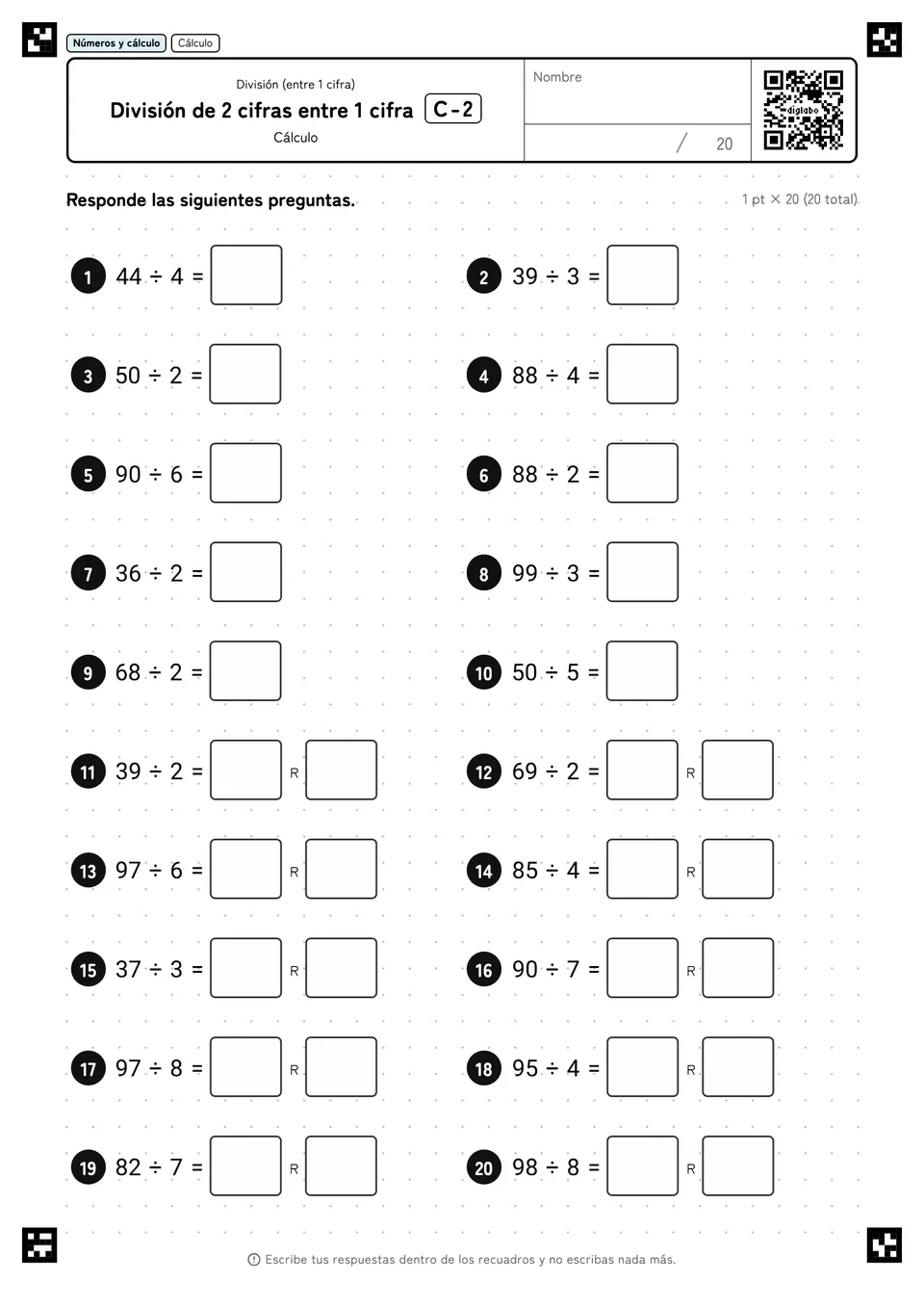 División de 2 cifras entre 1 cifra C-2