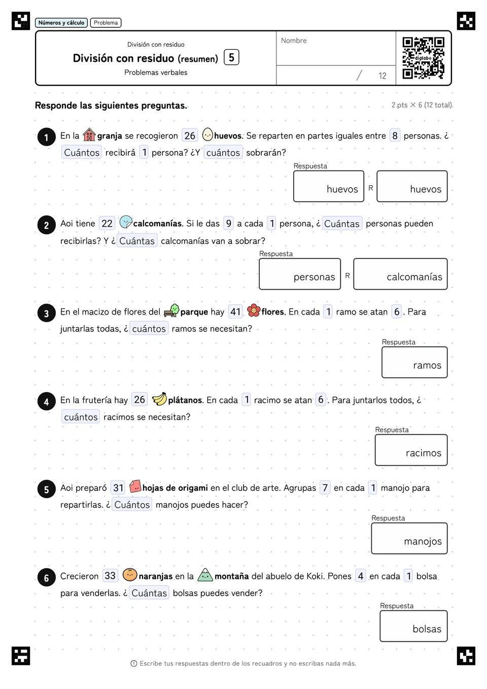 División con residuo (resumen) 5