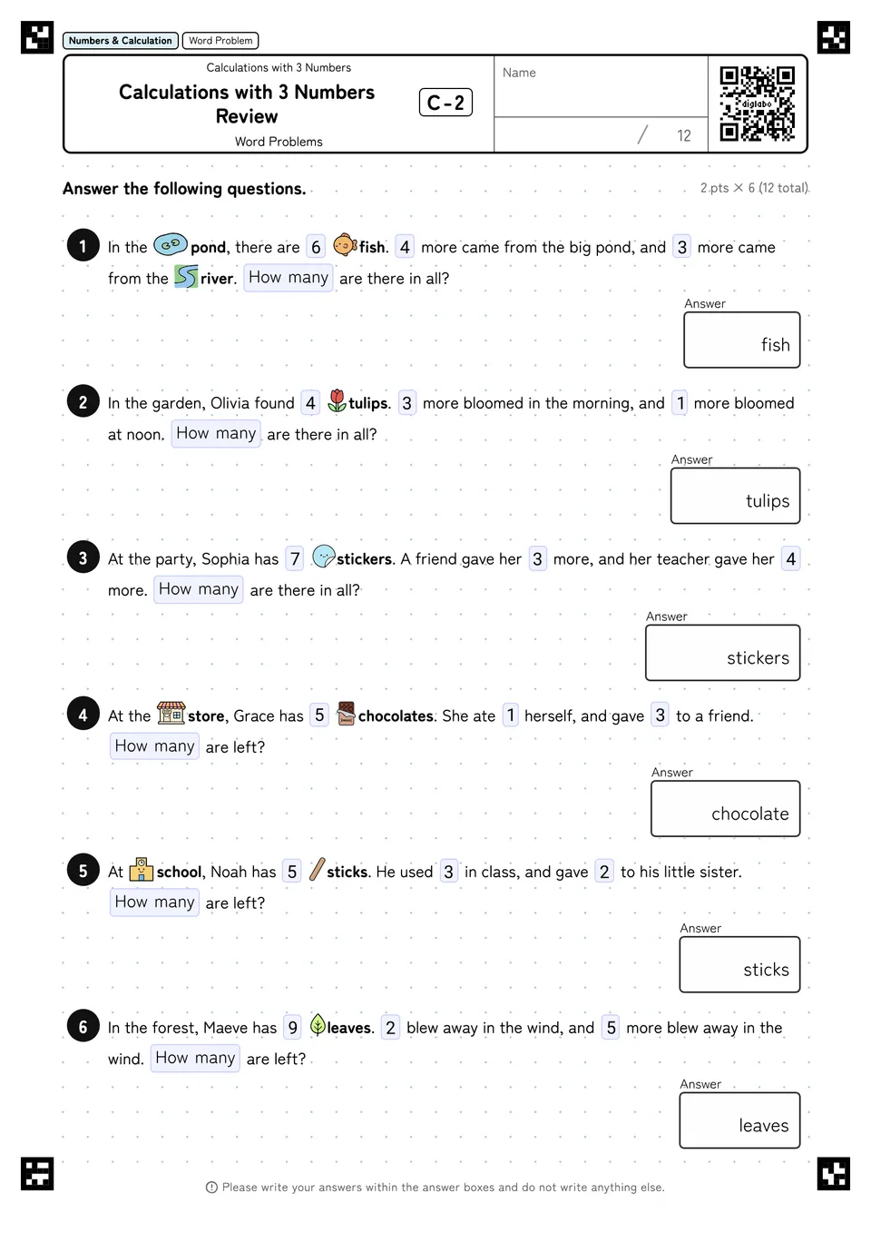 Calculations with 3 Numbers Review C-2
