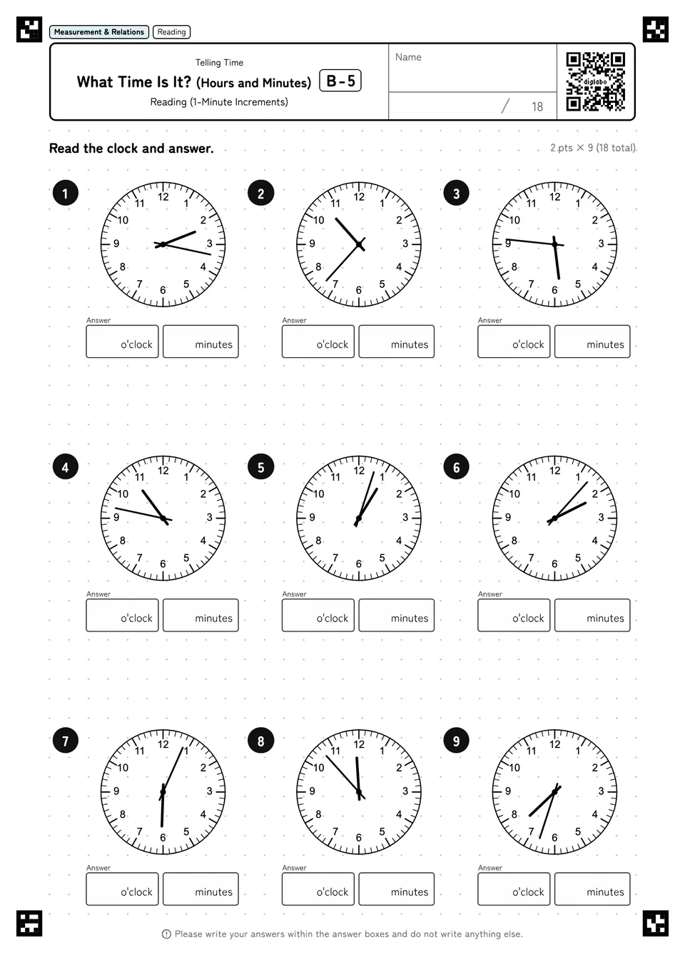 What Time Is It? (Hours and Minutes) B-5