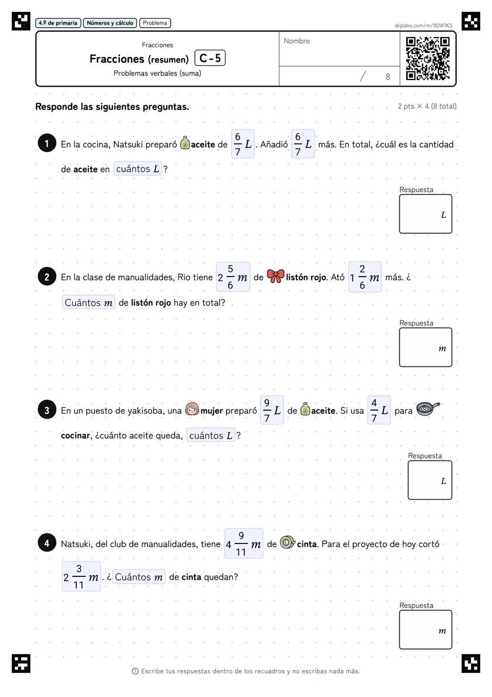 4.º de primaria Fracciones Fracciones (resumen)