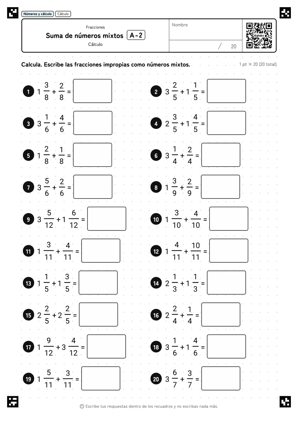 Suma de números mixtos A-2