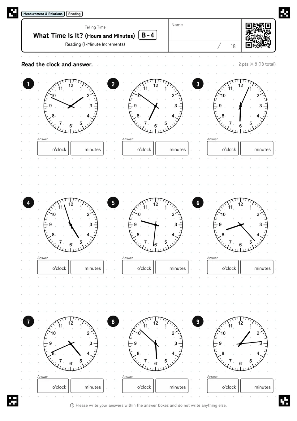 What Time Is It? (Hours and Minutes) B-4
