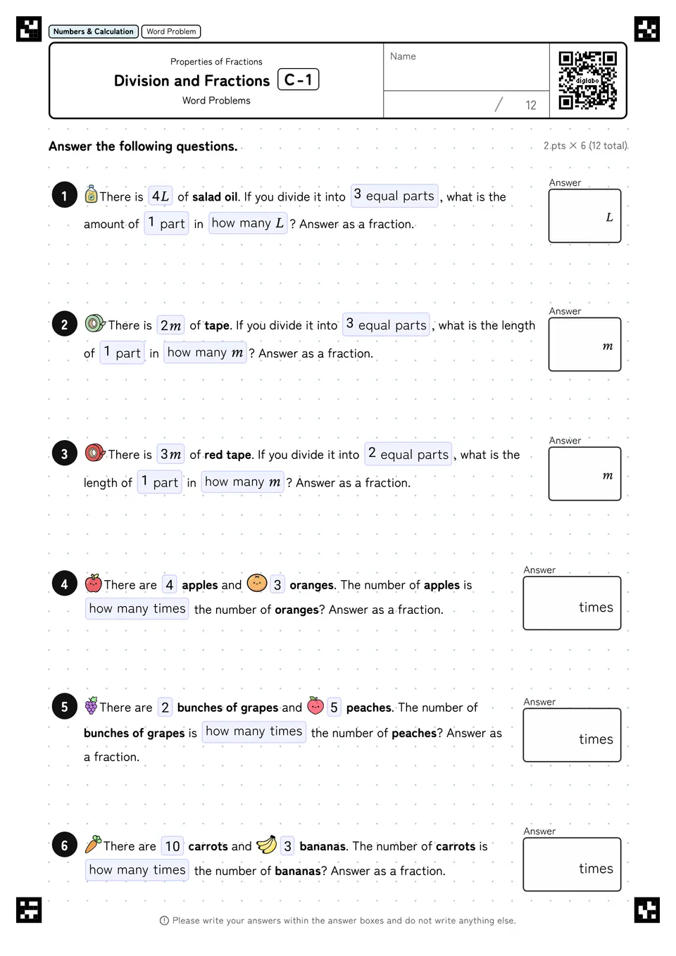 Division and Fractions C-1