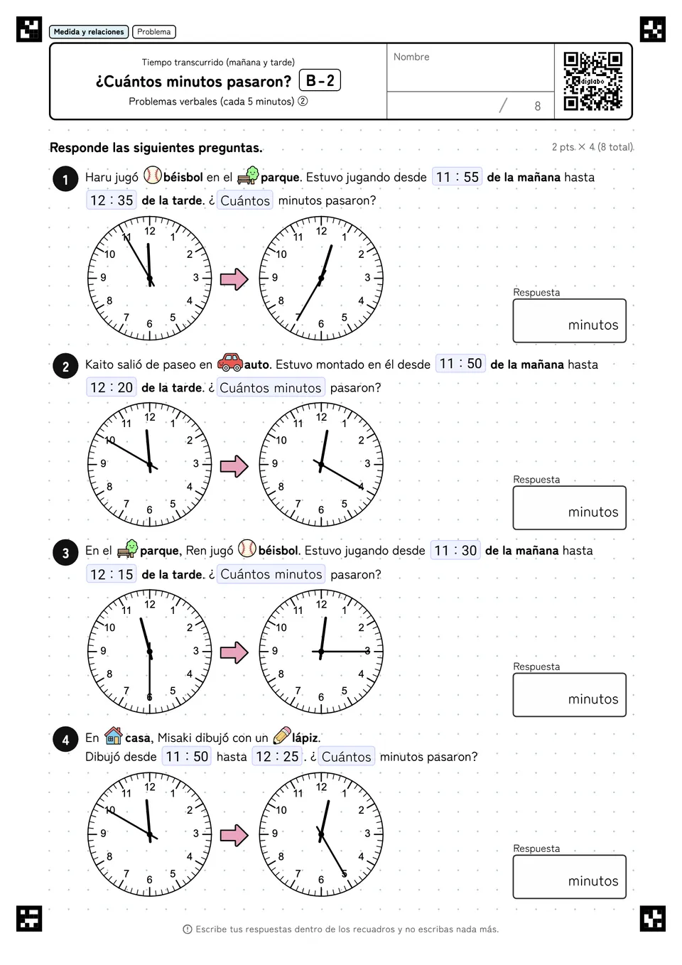 ¿Cuántos minutos pasaron? B-2