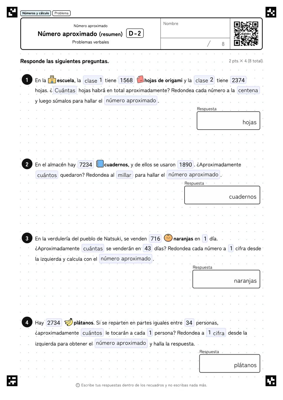 Número aproximado (resumen) D-2