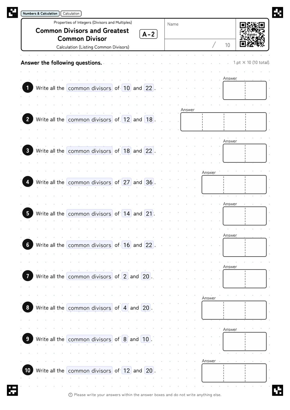 Common Divisors and Greatest Common Divisor A-2